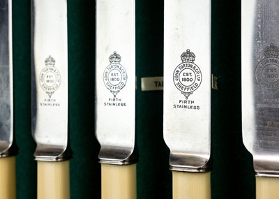 Lot 60 - An oak cased canteen of OE pattern cutlery