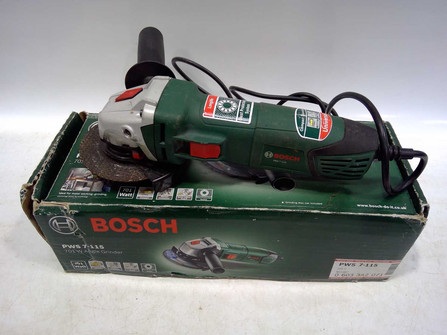 Lot 252 A Bosch 701 Angle Grinder with accessories