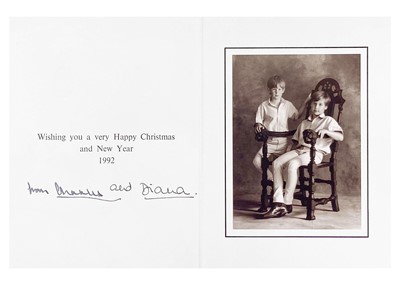 Lot 64 - Charles  III, as The Prince of Wales & Diana, Princess of Wales, Royal Christmas card 1992