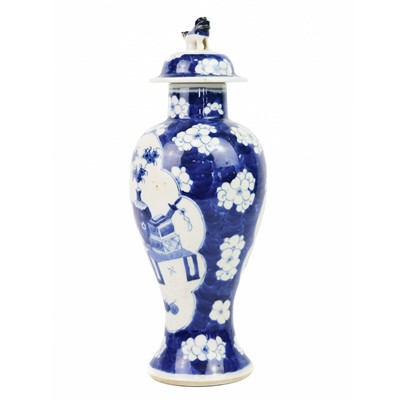 Lot 643 - A Chinese blue and white prunus blossom porcelain vase, late 19th century.