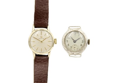 Lot 205 - An Elgin 14ct white gold cased lady's manual wind wristwatch and a Certina lady's wristwatch.