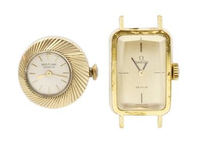 Lot 221 - A Breitling 9ct cased pendant watch and an Omega De Ville Lady's manual wristwatch.