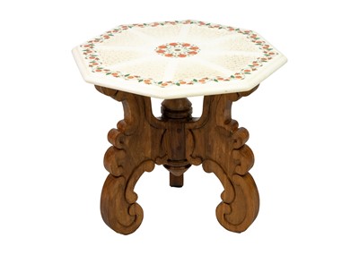 Lot 128 - An Indian style scagliola octagonal table top, 20th century.