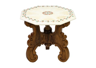 Lot 129 - An Indian style scagliola octagonal table top, 20th century.