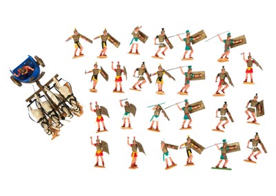 Lot 705 - Plastic Soldiers - Timpo Roman Cavalry, Legionaries, Crusaders and Footsoldiers.