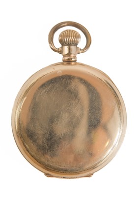Lot 41 - OMEGA - A gold-plated open face crown wind lever pocket watch.
