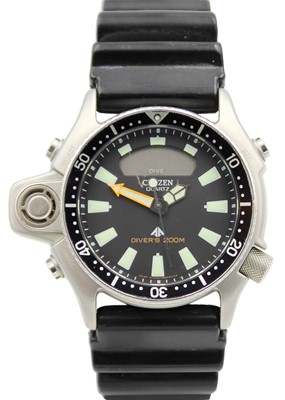 Lot 149 - CITIZEN - A Promaster Aqualand quartz stainless steel gentleman's diver's wristwatch.