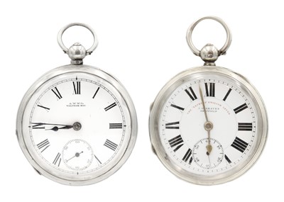 Lot 246 - Two silver-cased key wind lever pocket watches.