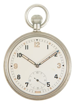 Lot 3 - A British Military Army issue nickel cased lever pocket watch.