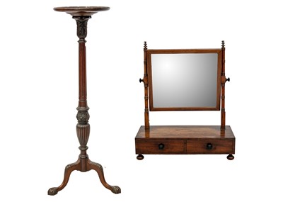 Lot 607 - A George IV mahogany rectangular swing toilet mirror.