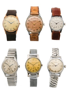 Lot 226 - A collection of six gentleman's manual wind wristwatches.