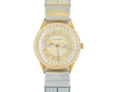 Lot 1033 - MOVADO - A 1950's 18ct calendar gentleman's manual wind wristwatch.