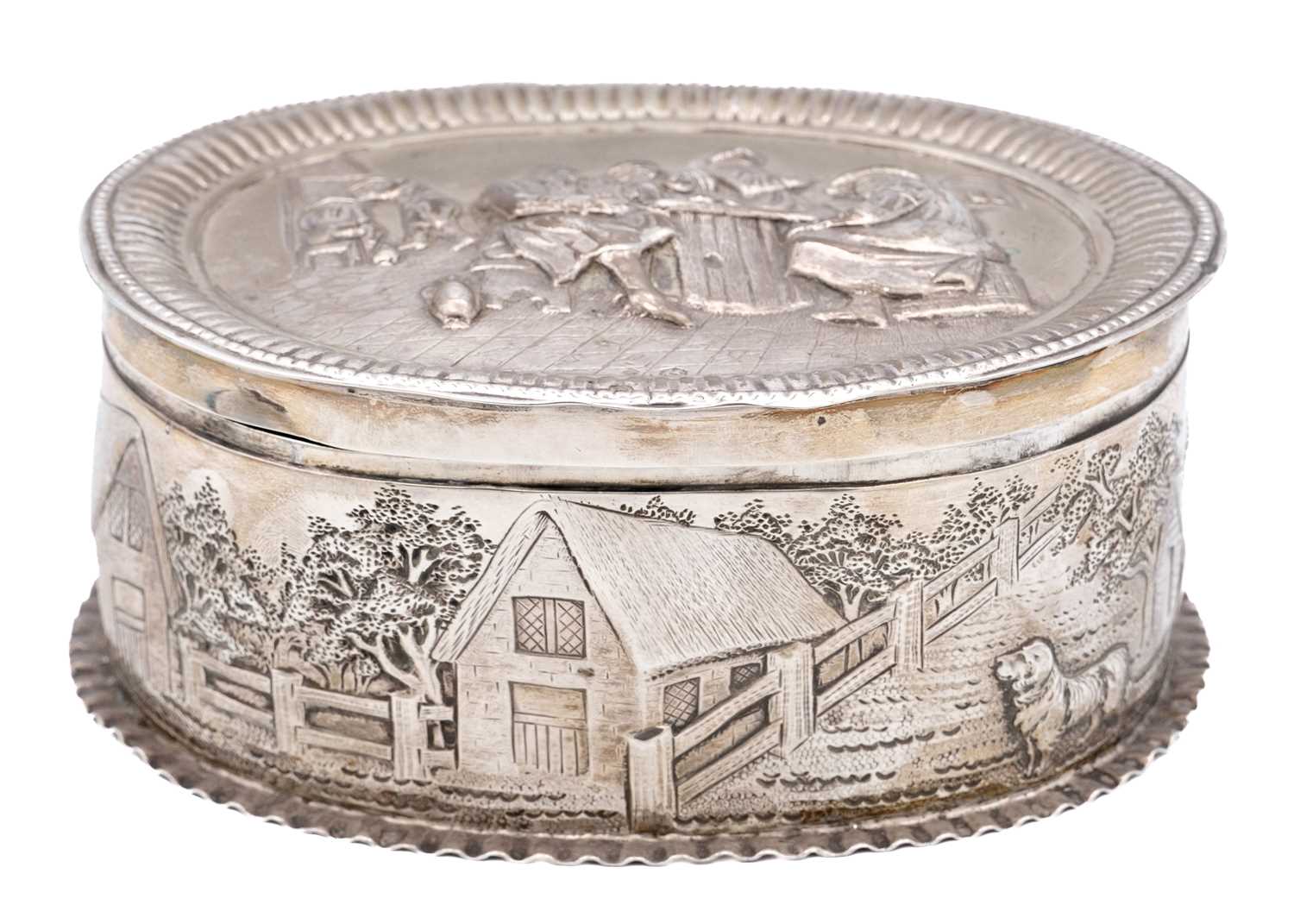 Lot 39 - An 835 Dutch silver oval box.