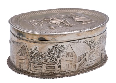 Lot 39 - An 835 Dutch silver oval box.