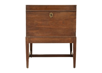 Lot 1717 - A George III mahogany cellarette on stand.