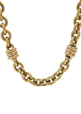 Lot 2 - A 14ct Italian fancy link necklace by Faro.
