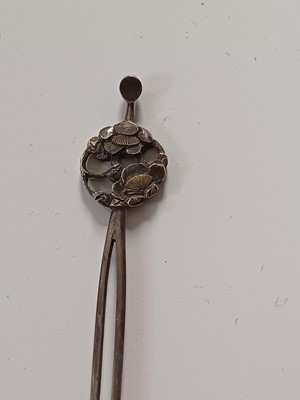 Lot 681 - Fourteen various Japanese metal, jade and hardstone kanzashi and kogai, 19th/20th century.