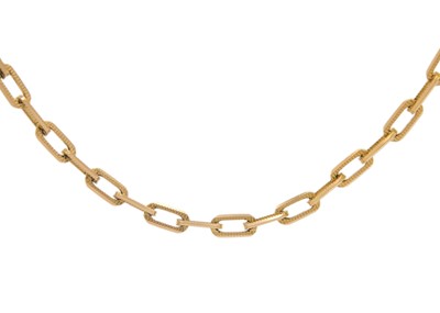 Lot 6 - A 10ct gold rectangular textured link necklace.