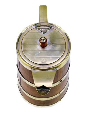 Lot 51 - An Edwardian oak coopered ale jug.