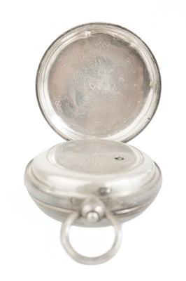 Lot 30 - A silver key wind open face fusee lever pocket watch.