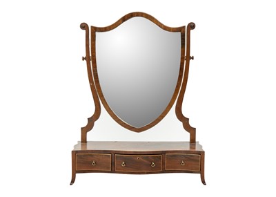 Lot 1629 - A late George III mahogany dressing table mirror.