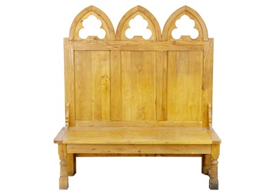 Lot 1707 - An oak Gothic style hall bench.