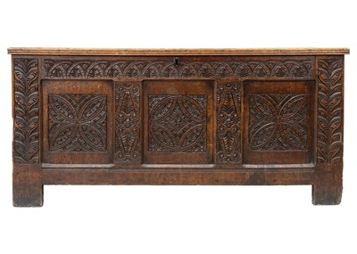 Lot 1281 - A late 16th/17th century oak coffer.