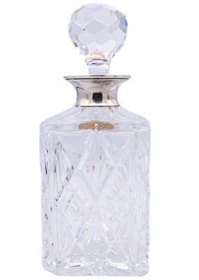 Lot 155 - A modern silver-mounted cut glass whisky decanter and stopper.