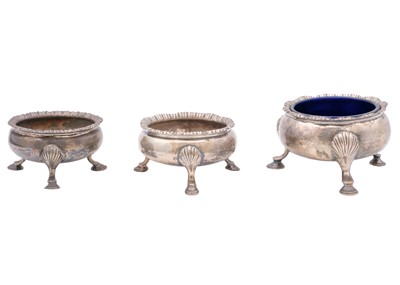 Lot 52 - A pair of George III silver open salts by Thomas Wallis I.