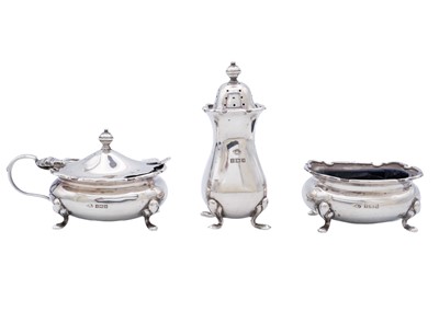 Lot 54 - A George VI silver cruet set by Adie Brothers Ltd.