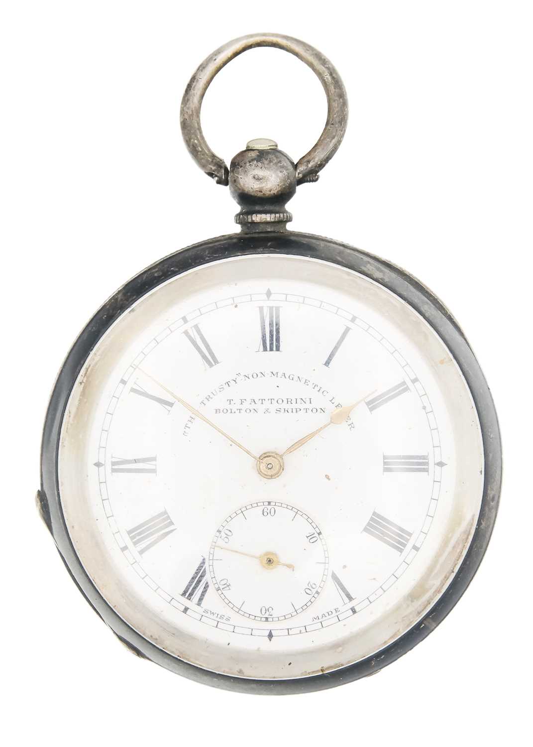 Lot 34 - A silver cased key wind lever pocket watch.