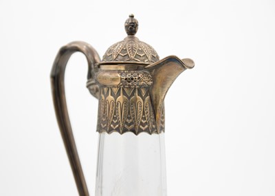 Lot 37 - A good silver-mounted wheel engraved glass claret jug by Horace Woodward & Co.