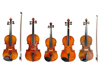 Lot 196 - Five violins.