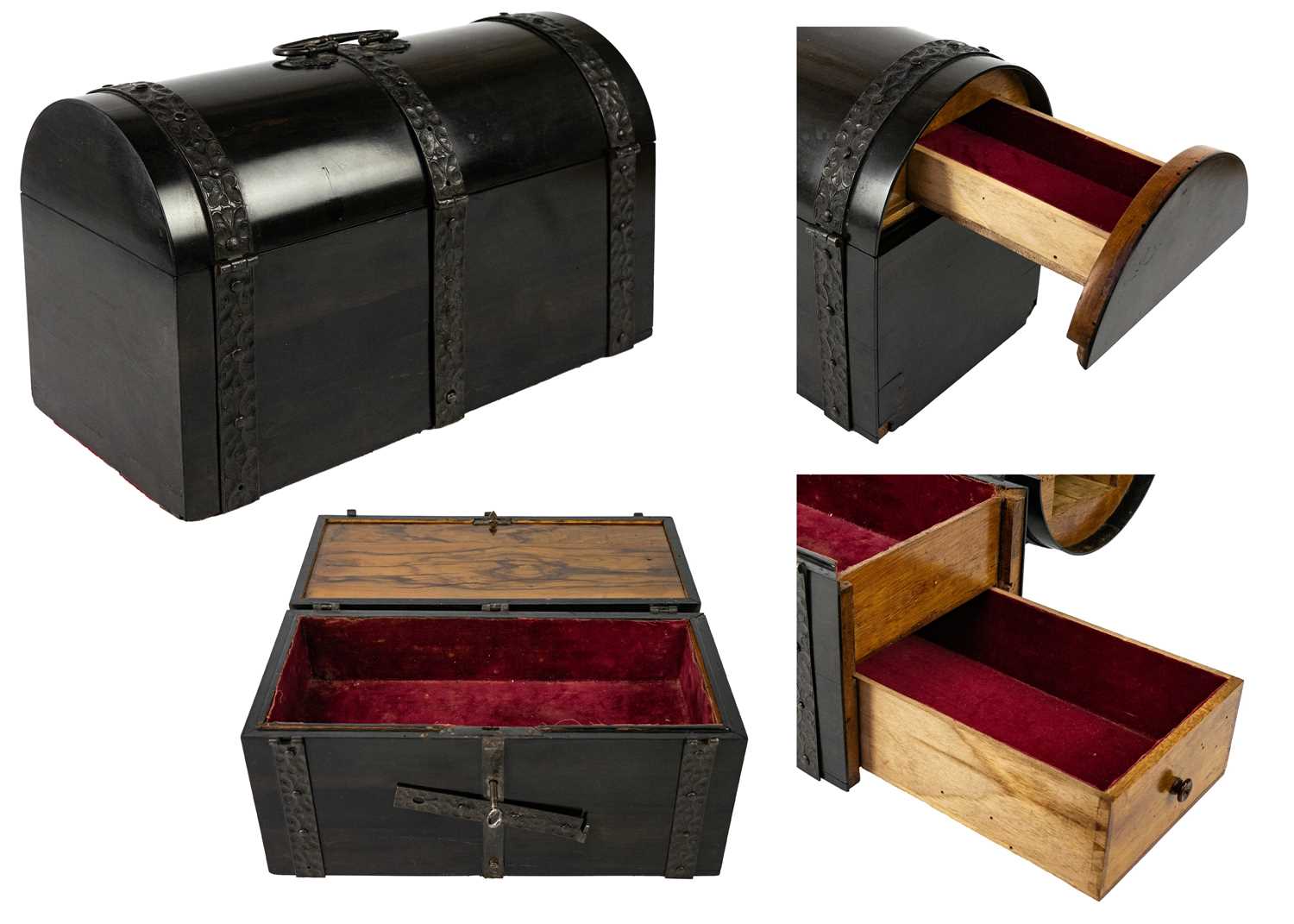 Lot 92 - An Indo-Portuguese coromandel iron bound puzzle casket circa 1900.