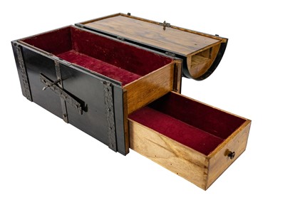 Lot 92 - An Indo-Portuguese coromandel iron bound puzzle casket circa 1900.