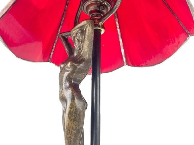 Lot 467 - A bronzed metal figural table lamp base after Moreau, modelled with a female nude.