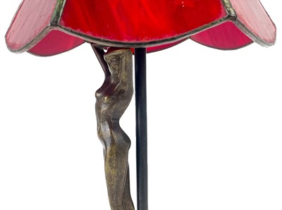 Lot 467 - A bronzed metal figural table lamp base after Moreau, modelled with a female nude.