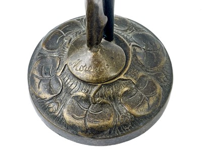 Lot 467 - A bronzed metal figural table lamp base after Moreau, modelled with a female nude.