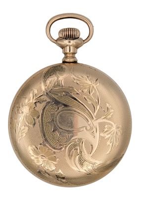 Lot 18 - ELGIN - A rose gold plated crown wind lever pocket watch.