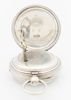 Lot 40 - A silver key wind open face lever pocket watch.