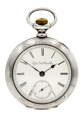 Lot 24 - ELGIN - A large silver cased crown wind lever pocket watch.