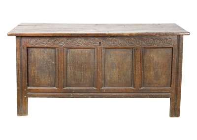 Lot 290 - A 17th century oak coffer.