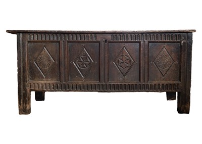 Lot 291 - A 17th century carved oak coffer.