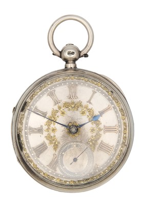 Lot 29 - A silver cased key wind fusee lever open face pocket watch.