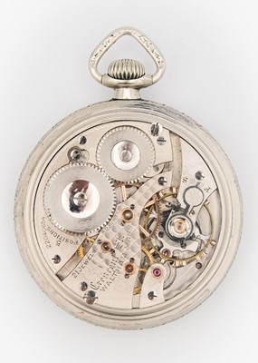 Lot 12 - WALTHAM - A nickeloid cased crown wind lever pocket watch.
