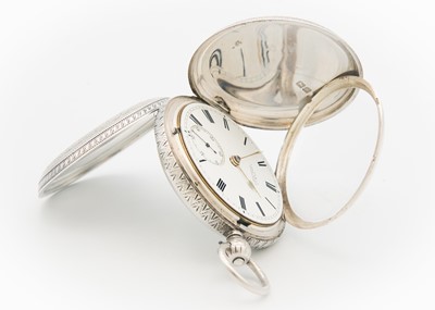 Lot 11 - A silver large full hunter key wind fusee lever pocket watch by B. Stein & Co Edinburgh.