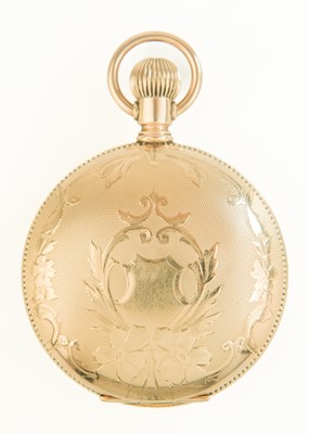 Lot 23 - ROCKFORD - A large rose gold plated full hunter crown wind lever pocket watch.