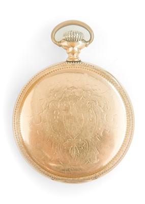 Lot 26 - WALTHAM - A rose gold plated crown wind open face pocket watch.