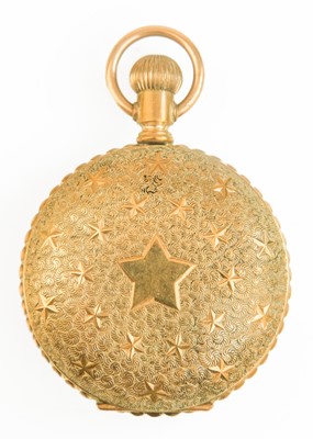 Lot 15 - WALTHAM - A large rose gold plated full hunter crown wind lever pocket watch.