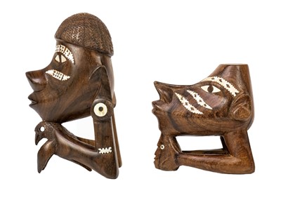 Lot 216 - A mother of pearl inlaid musa-musa or nguzunguzu canoe prow ornament.